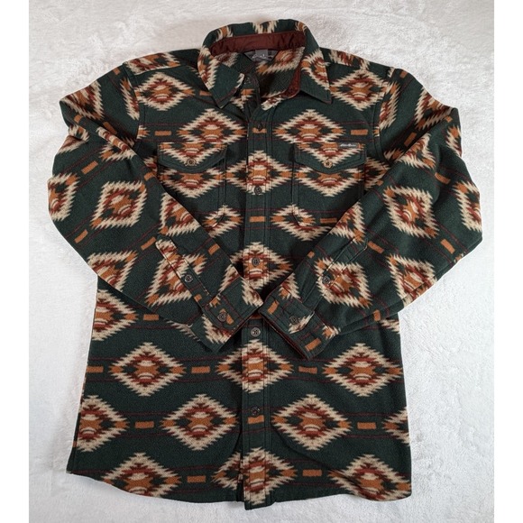 Eddie Bauer Other - Eddie Bauer Fleece Shirt Mens Small Aztec Southwestern Double Pocket Button Up